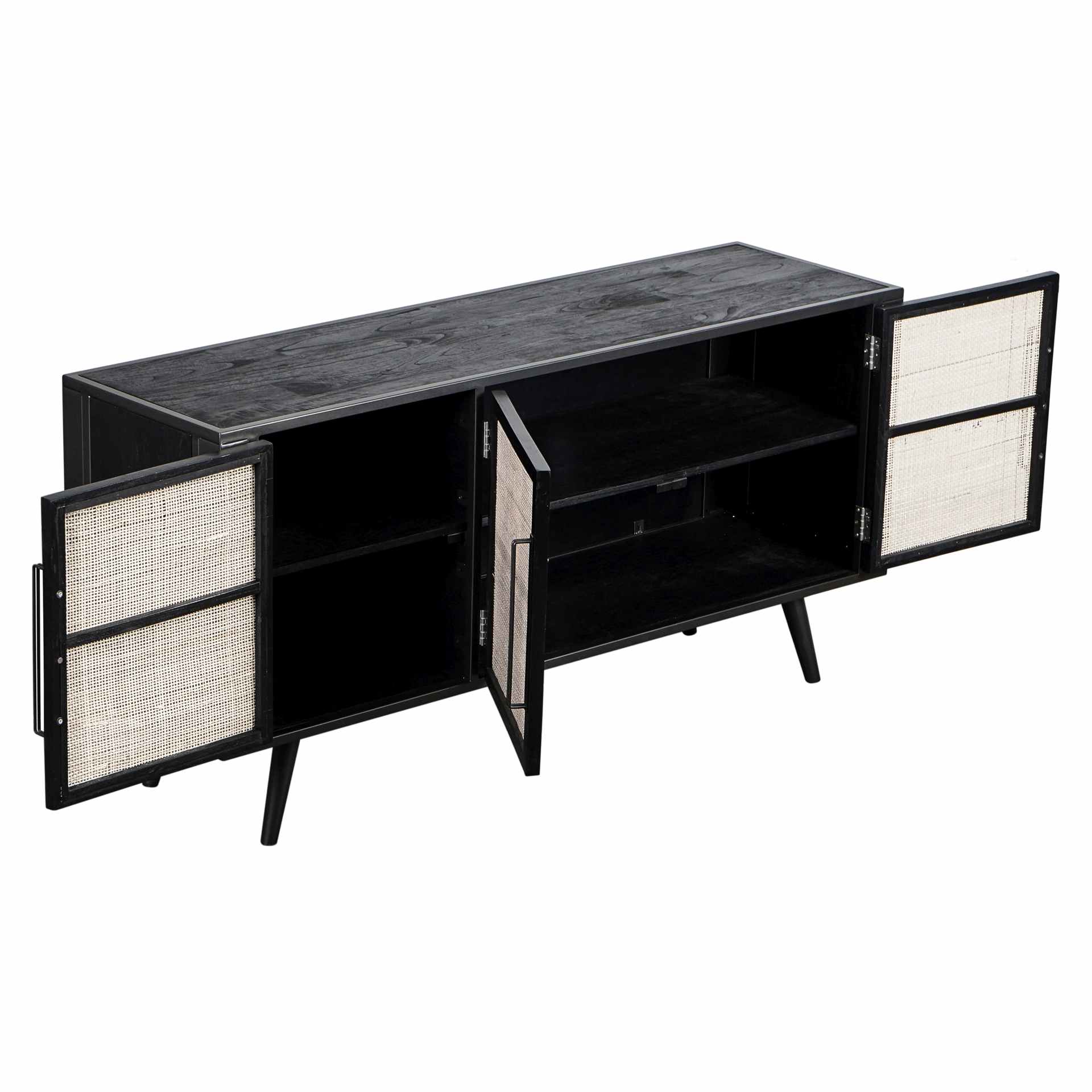 TV-Board Nordic Mindi Rattan mit 3 Türen, 160 cm