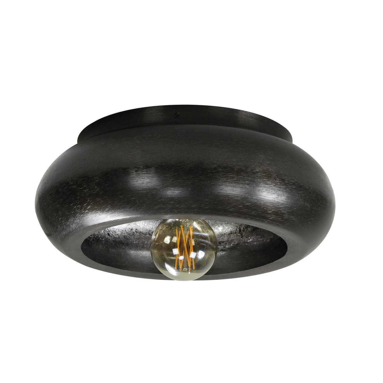 Deckenleuchte Aurosca - Metall in Schwarz-Nickel, Ø 42 cm, inkl. LED