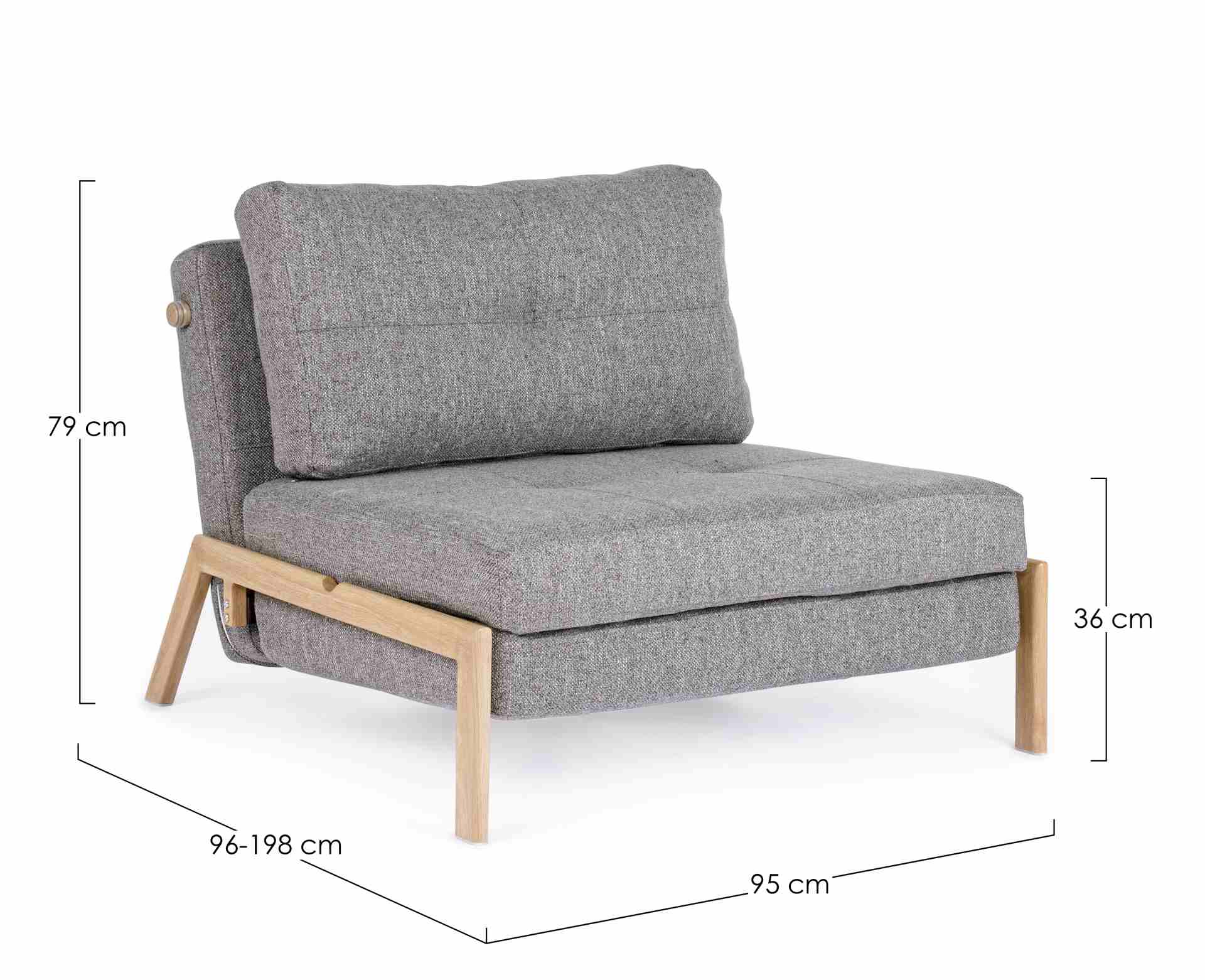 Schlafsofa Hayden mit Stoff-Bezug, 1-Sitzer, Grau