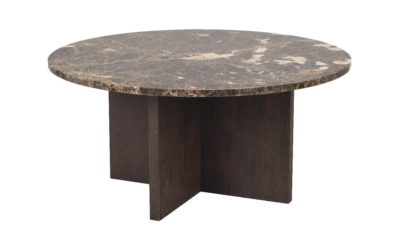 Couchtisch Brooksville, Marmor Rund 90cm, Braun / Braun