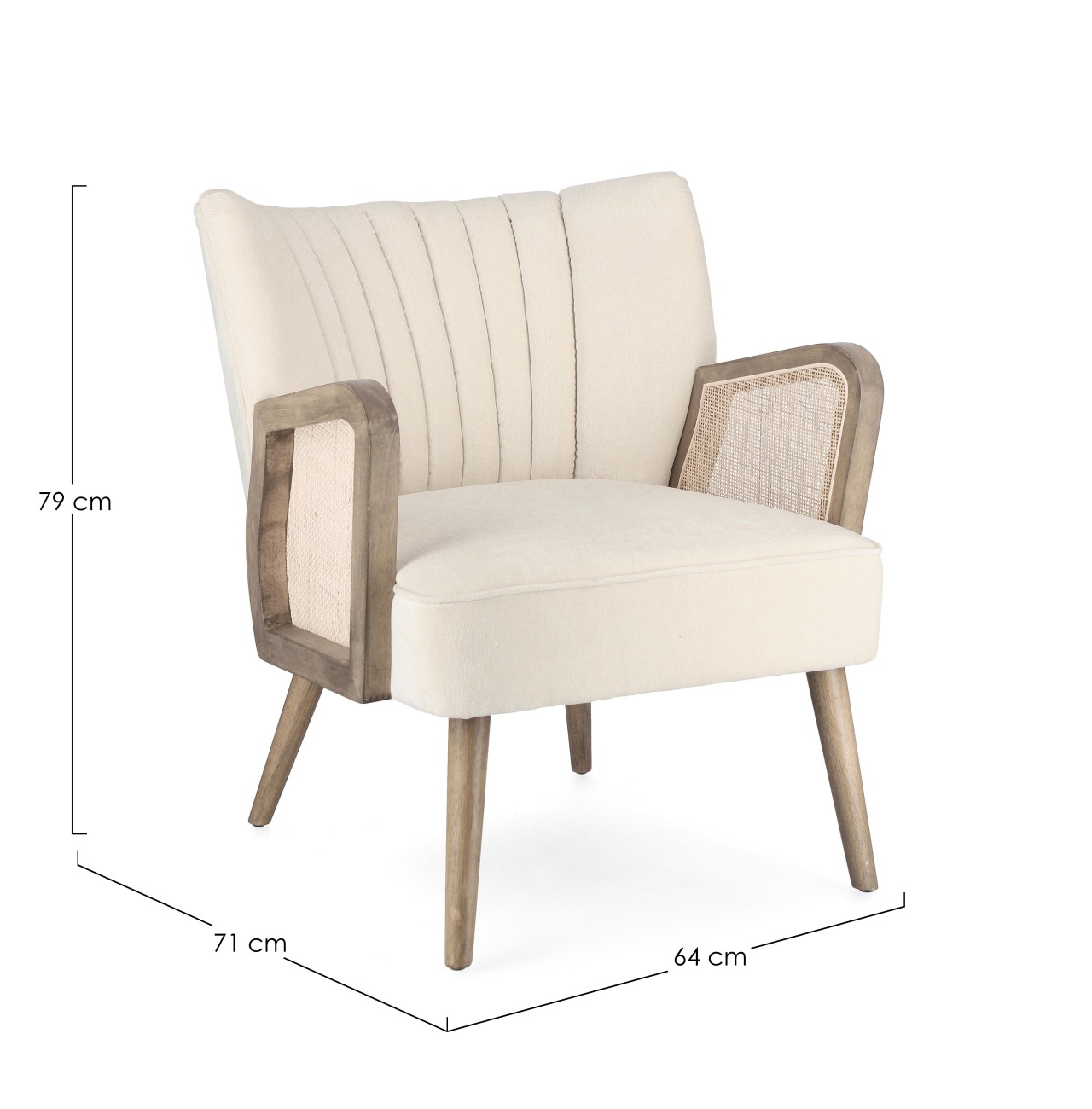 Sessel Virna aus Stoff, Creme