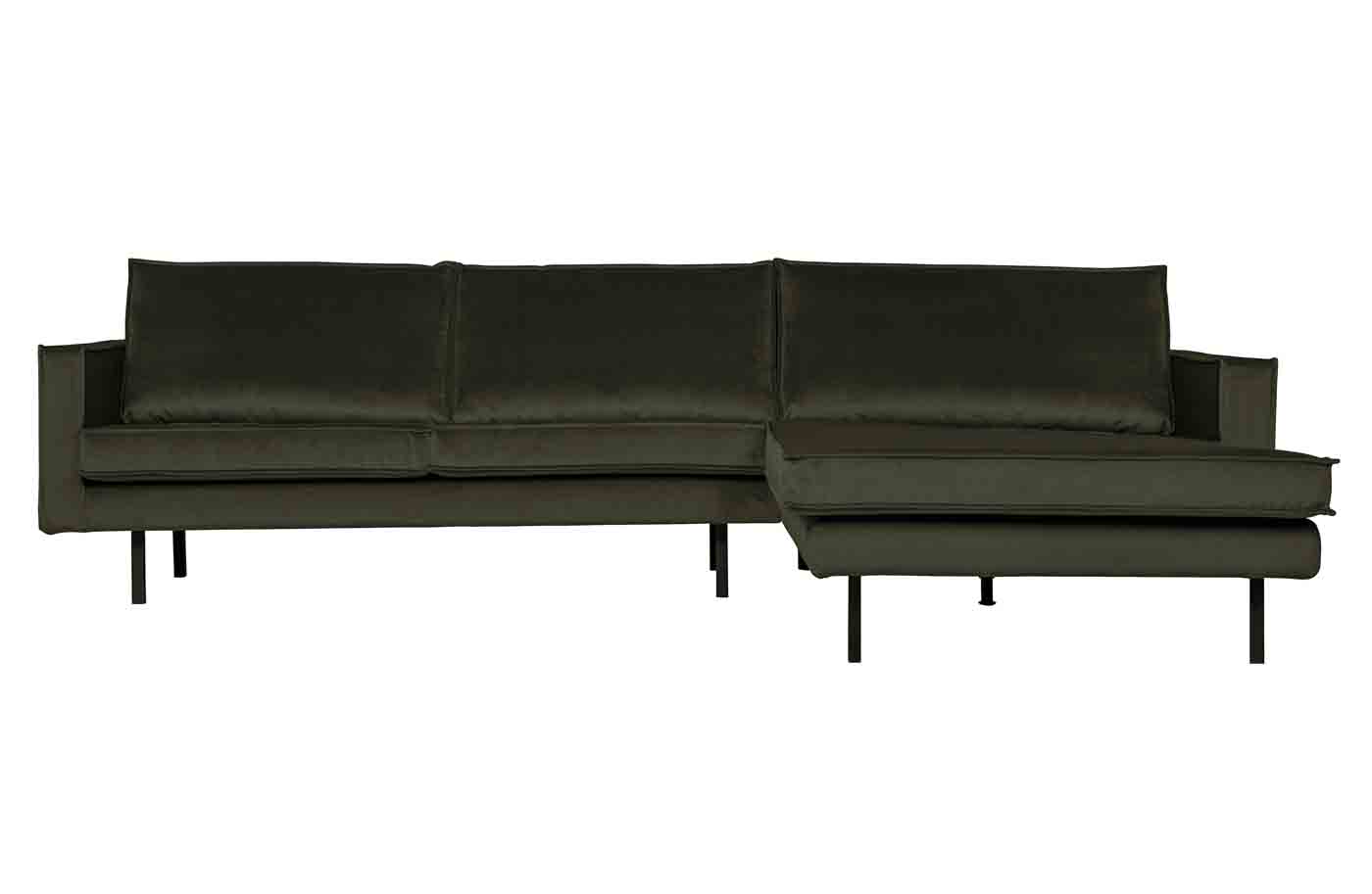 Ecksofa Rodeo Chaiselongue Samt, rechts Dunkelgrün