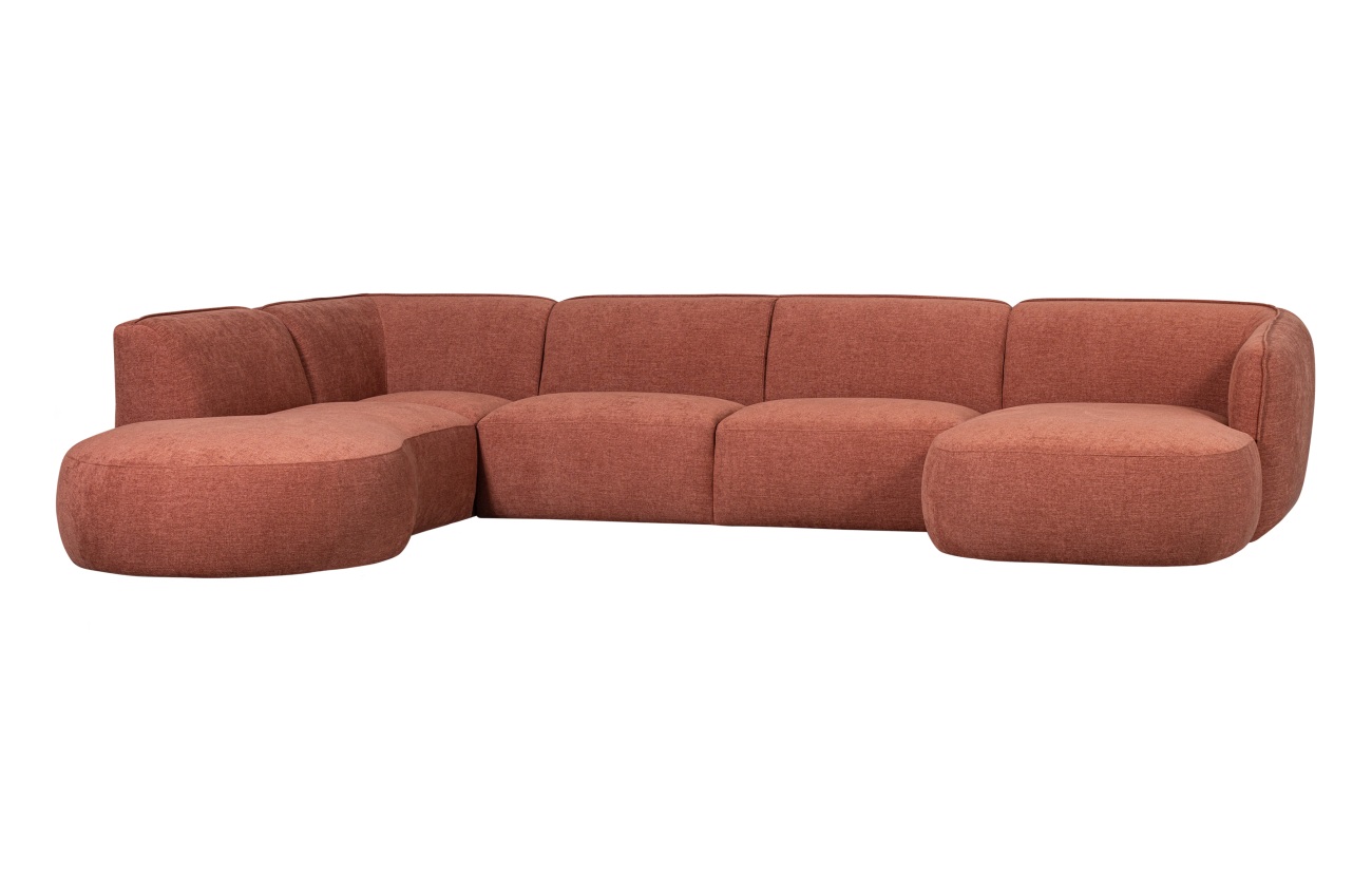 Sofa Polly U-Form aus Webstoff Links, Rosa