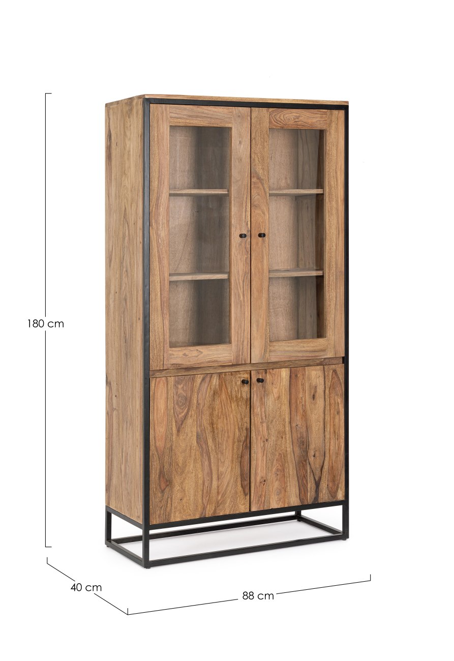 Vitrine Nartan aus Sheesham-Holz, 88 cm