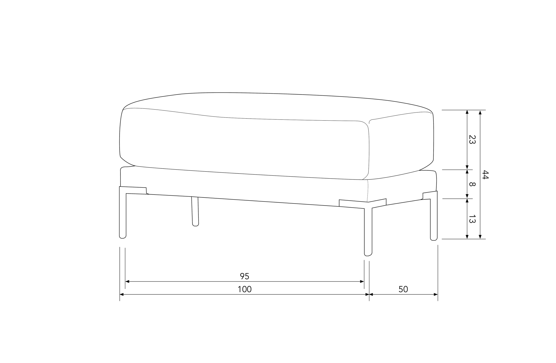 Modulsofa Couple Hocker 50 cm, Braun