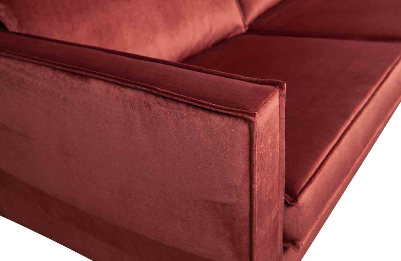 Rodeo Sofa 3-Sitzer Samt, Rot