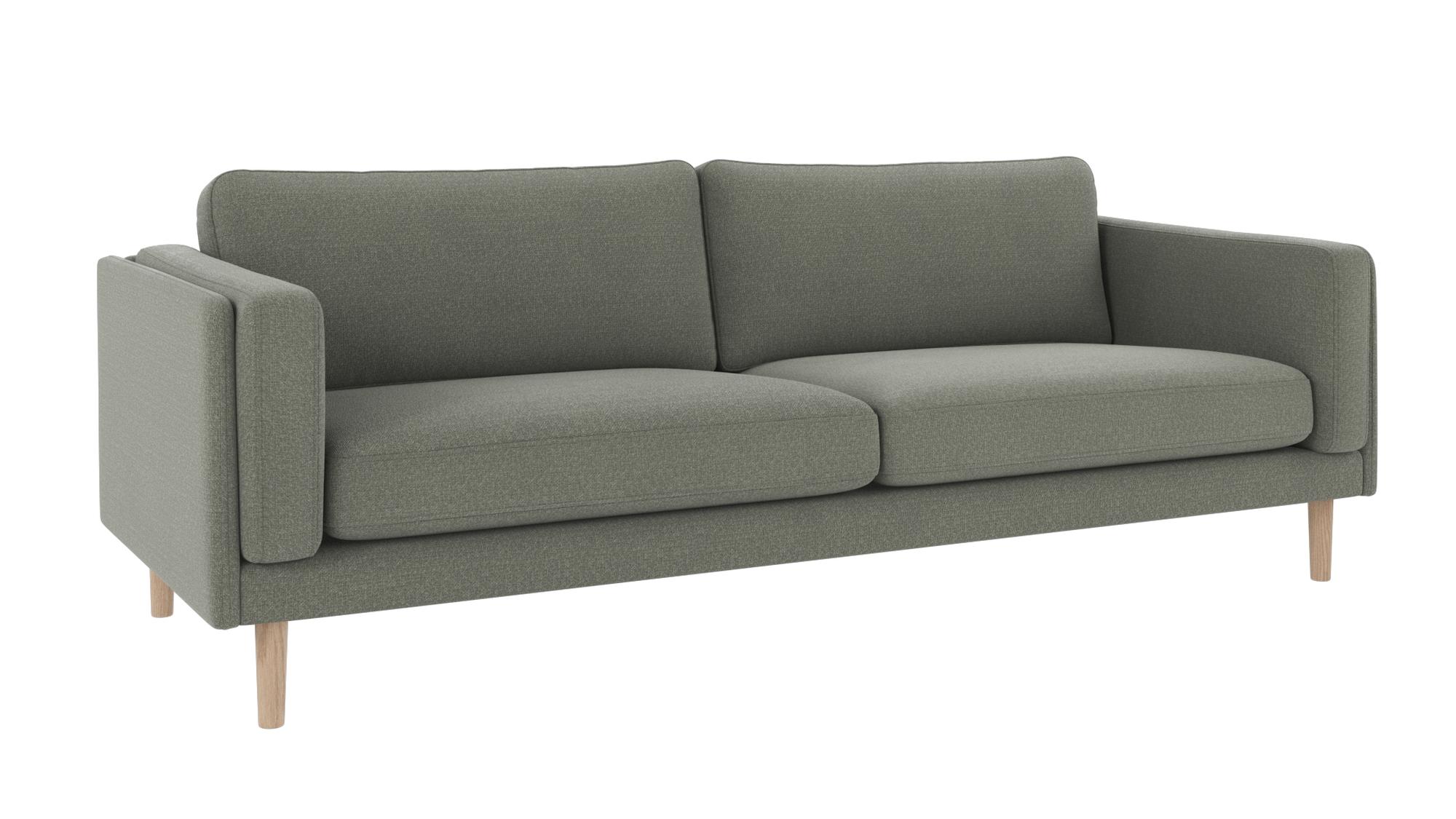 Sofa Braden 3-Sitzer, Beine Weiß pigmentiert, Bezug Rita Grün