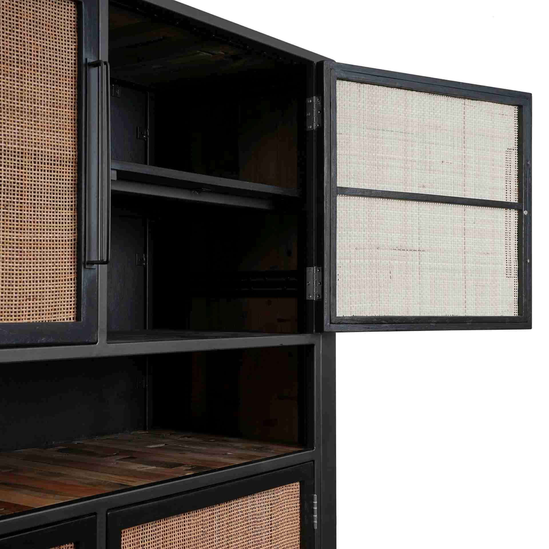 Highboard Nordic Rattan mit 4 Türen, 130 cm