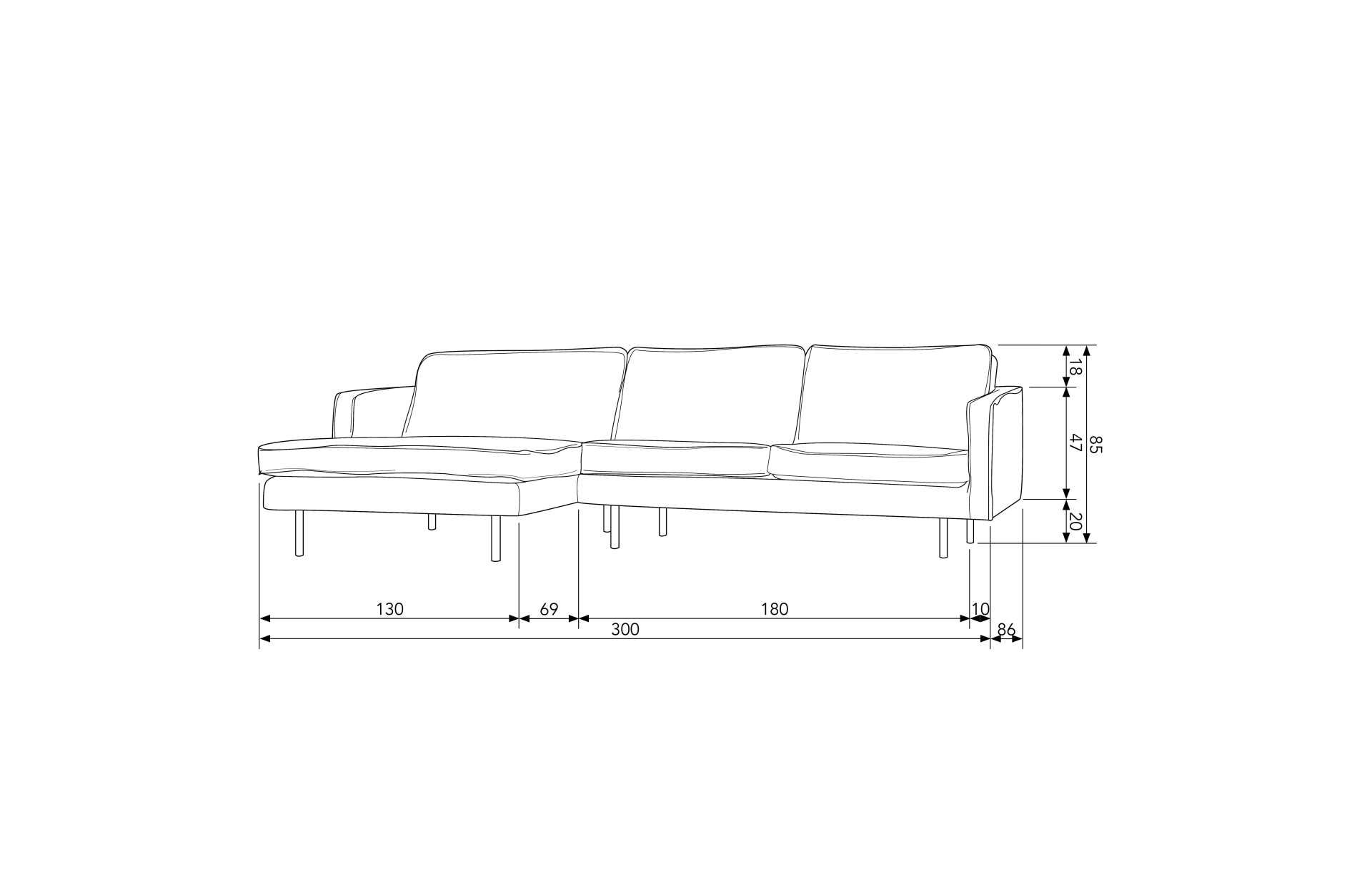 Ecksofa Rodeo Chaiselongue Samt, links Pistazie