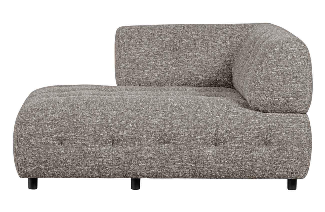 Modulsofa Louis Chaiselongue aus grobmaschigen Stoff Links, Braun