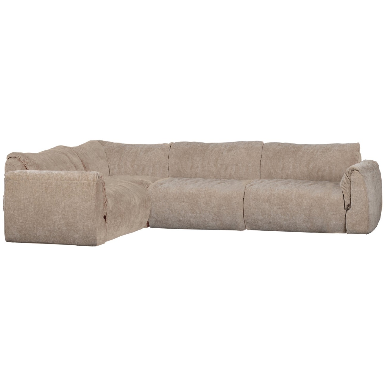 Ecksofa Baggy aus 3D-Chenille-Stoff Links, Sand