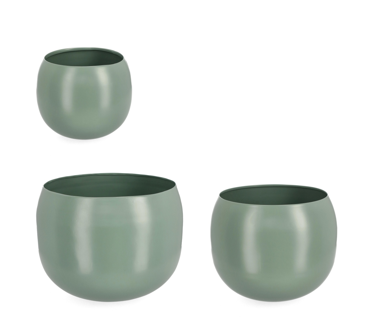 Outdoor-Vase Keyra 3er-Set aus Metall, Salbei