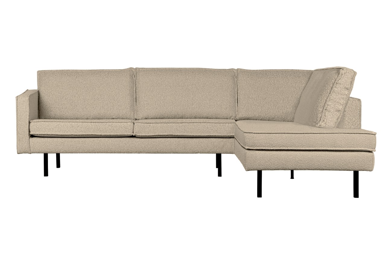 Ecksofa Rodeo aus Boucle-Stoff Rechts, Beige