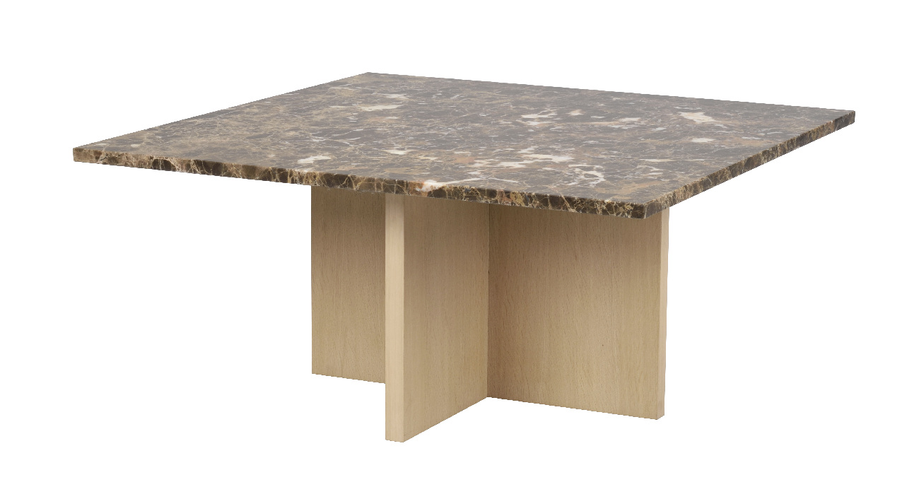 Couchtisch Brooksville, Marmor Eckig 90x90cm, Braun / Weiß