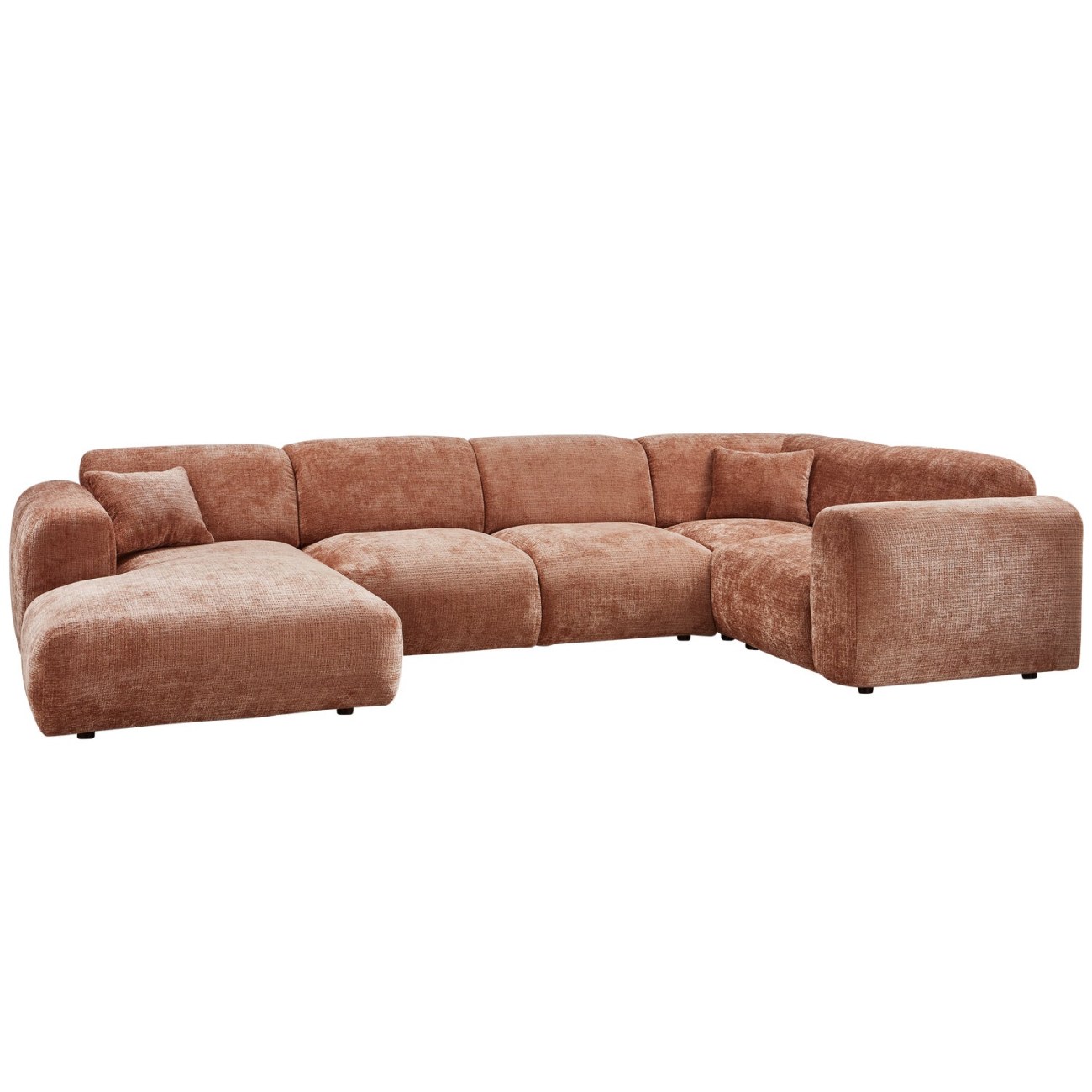 Ecksofa Cloud aus Chenille-Stoff Rechts, Terra