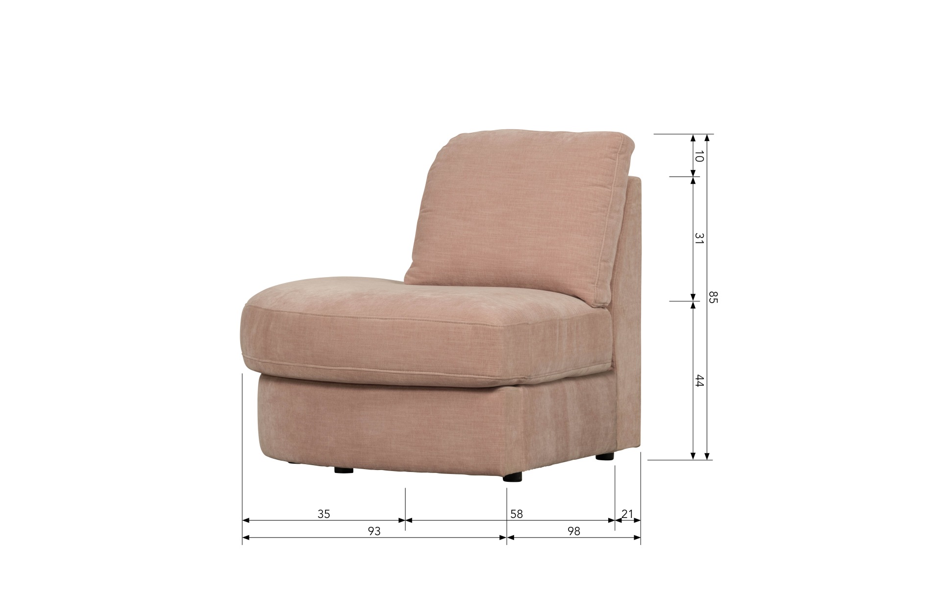 Modulsofa Family 1-Seat Eck-Element Rund Links, Rosa