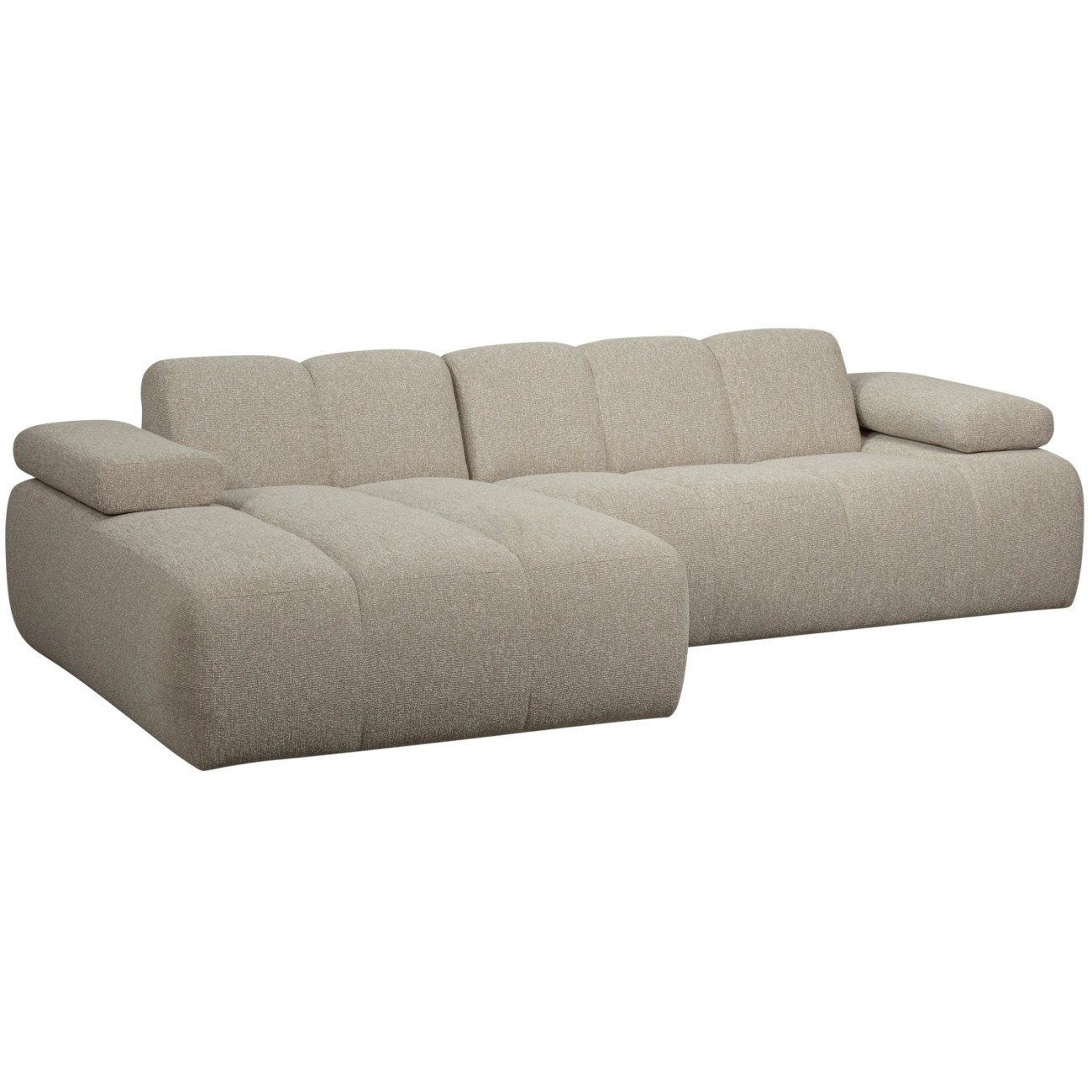 Chaiselongue Mojo aus Boucle-Stoff Links, Beige