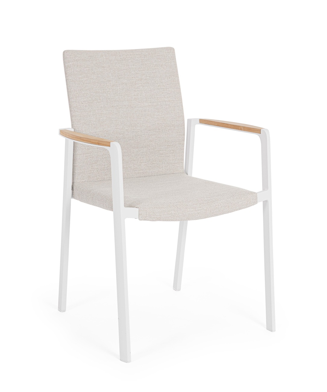Gartenstuhl Jalisco mit Teakholz Armlehnen, Beige