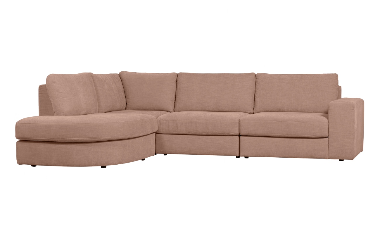 Ecksofa Family aus Webstoff Links, Rosa