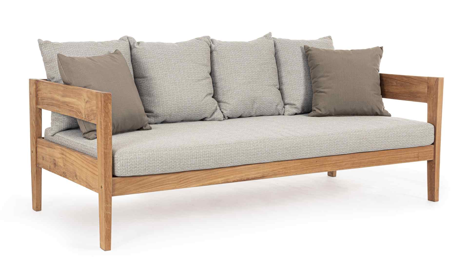 Gartensofa Kobo aus Teakholz, Hellgrau