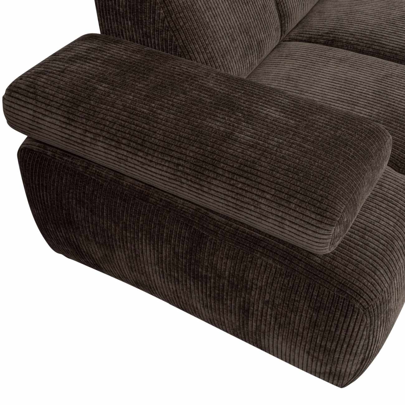 Ecksofa Mojo aus Flachcord Rechts, Braun