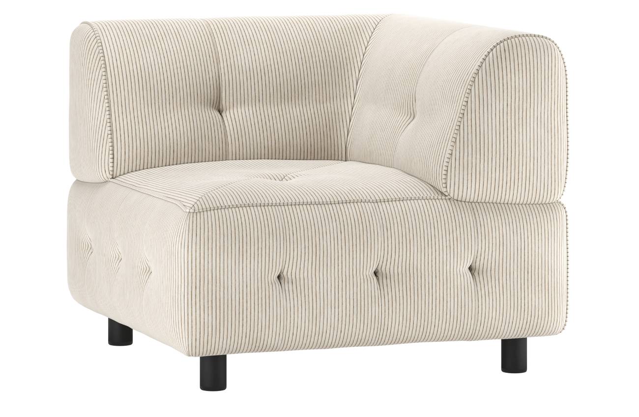 Modulsofa Louis Eck-Element aus Rippstoff, Creme