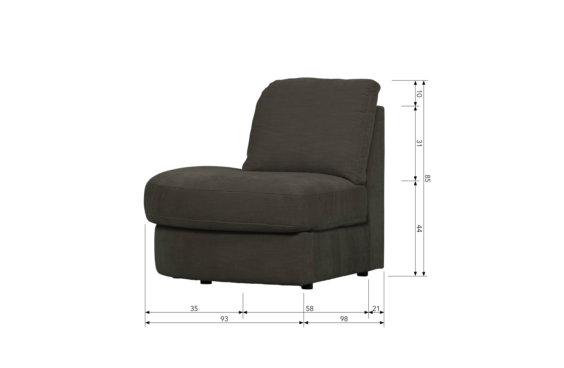 Modulsofa Family 1-Seat Eck-Element Rund Links, Anthrazit