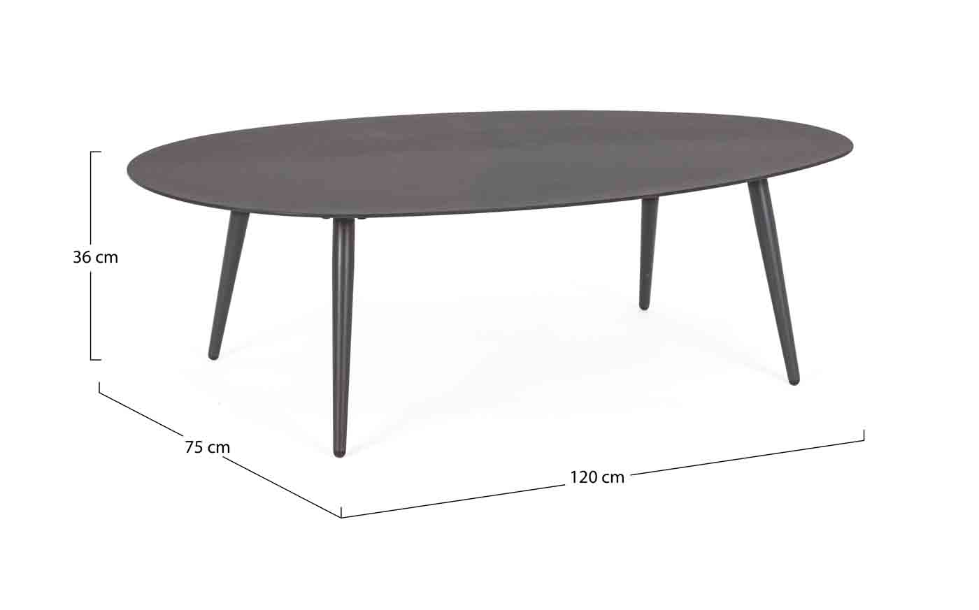 Couchtisch Ridley aus Aluminium, Anthrazit