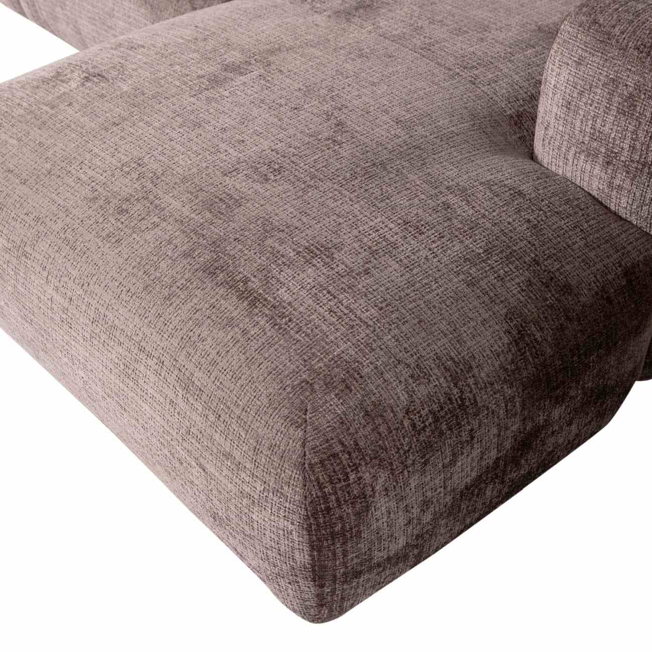 Chaiselongue Cloud aus Chenille-Stoff Rechts, Taupe