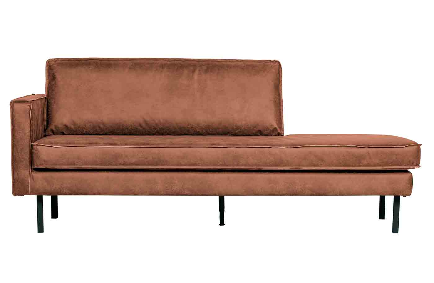 Recamiere Rodeo Daybed Lederoptik, links Cognac