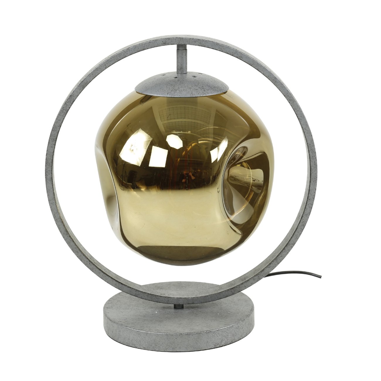 Tischleuchte Atomoira - Goldglas, Metall Antiksilber, inkl. LED