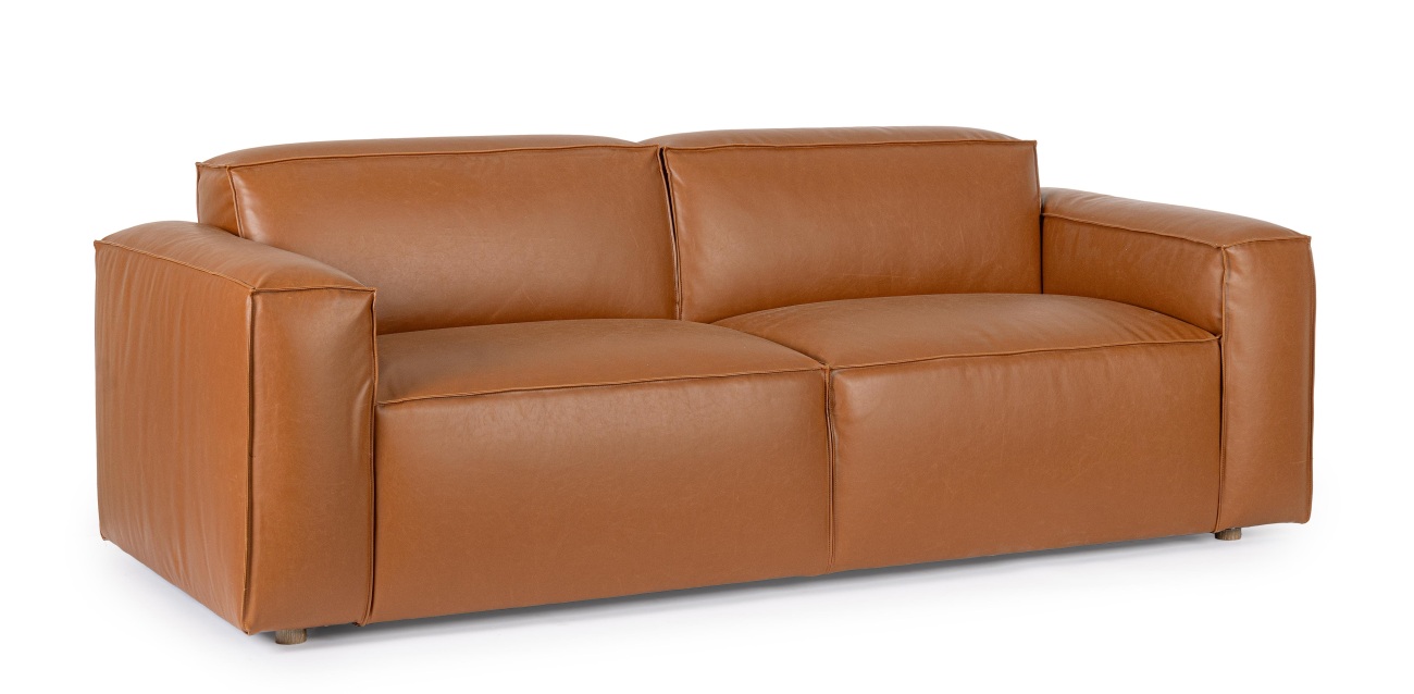 Sofa Joseph aus Kunstleder, Cognac