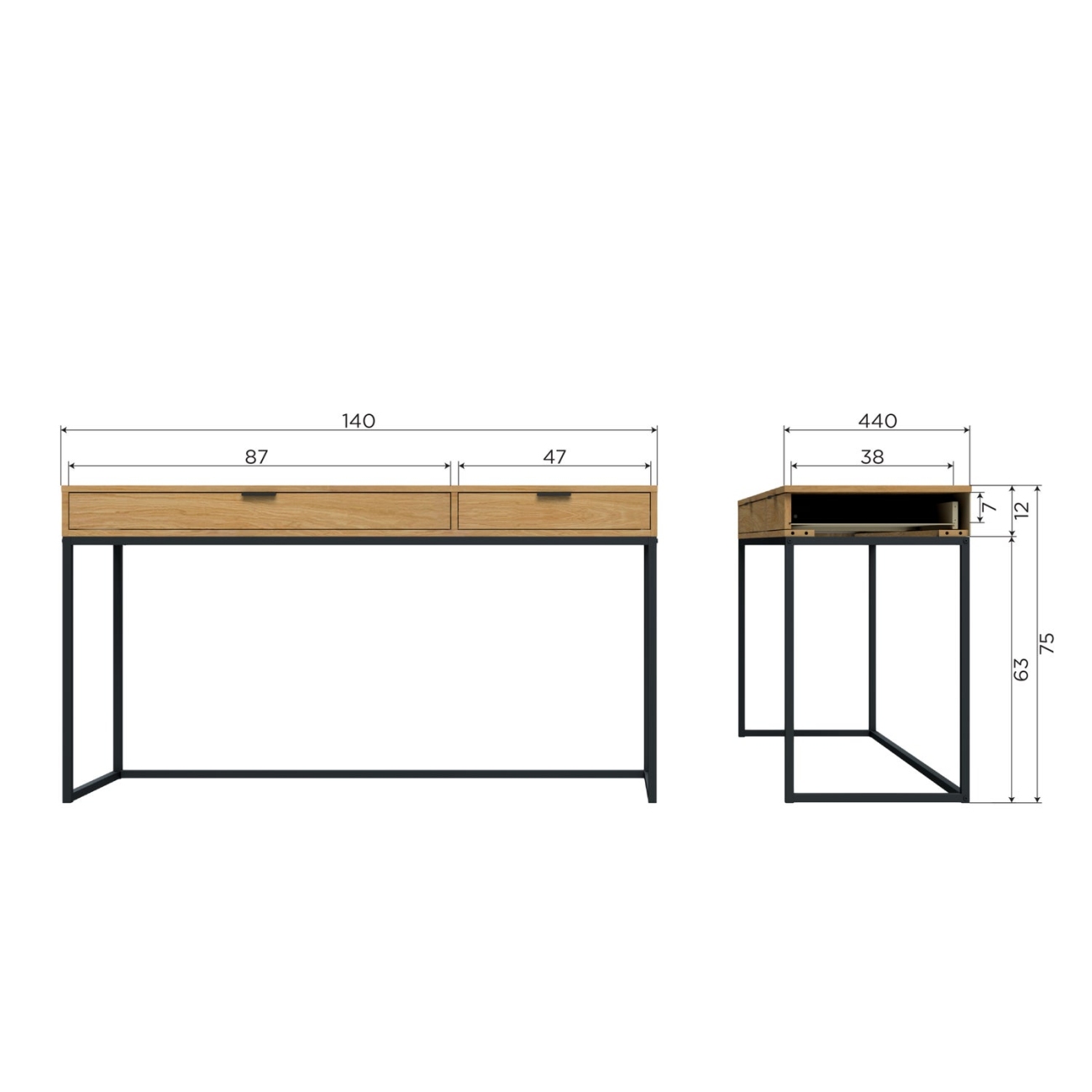 Konsole Silas aus Eichenholz 140 cm, Natur