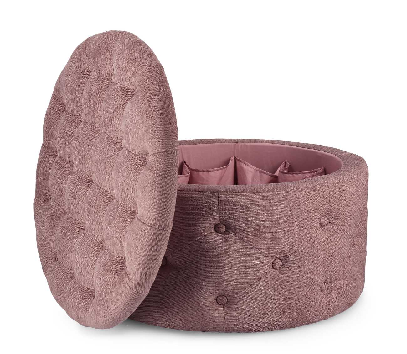 Pouf Ernestine aus Stoff, Altrosa