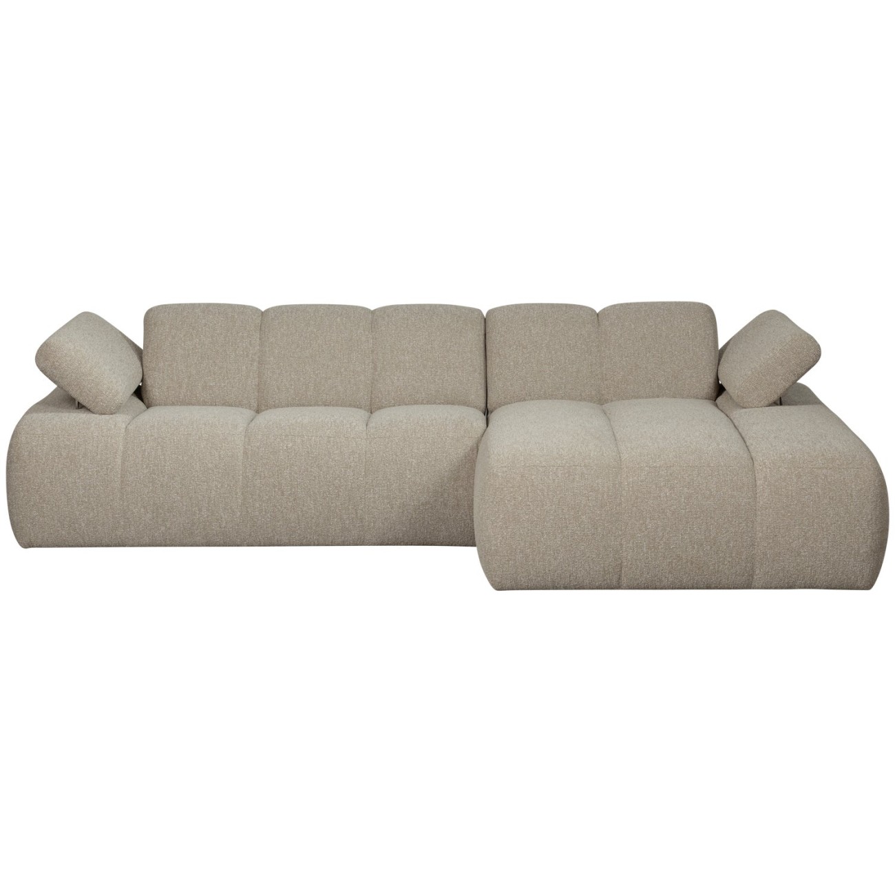 Chaiselongue Mojo aus Boucle-Stoff Rechts, Beige