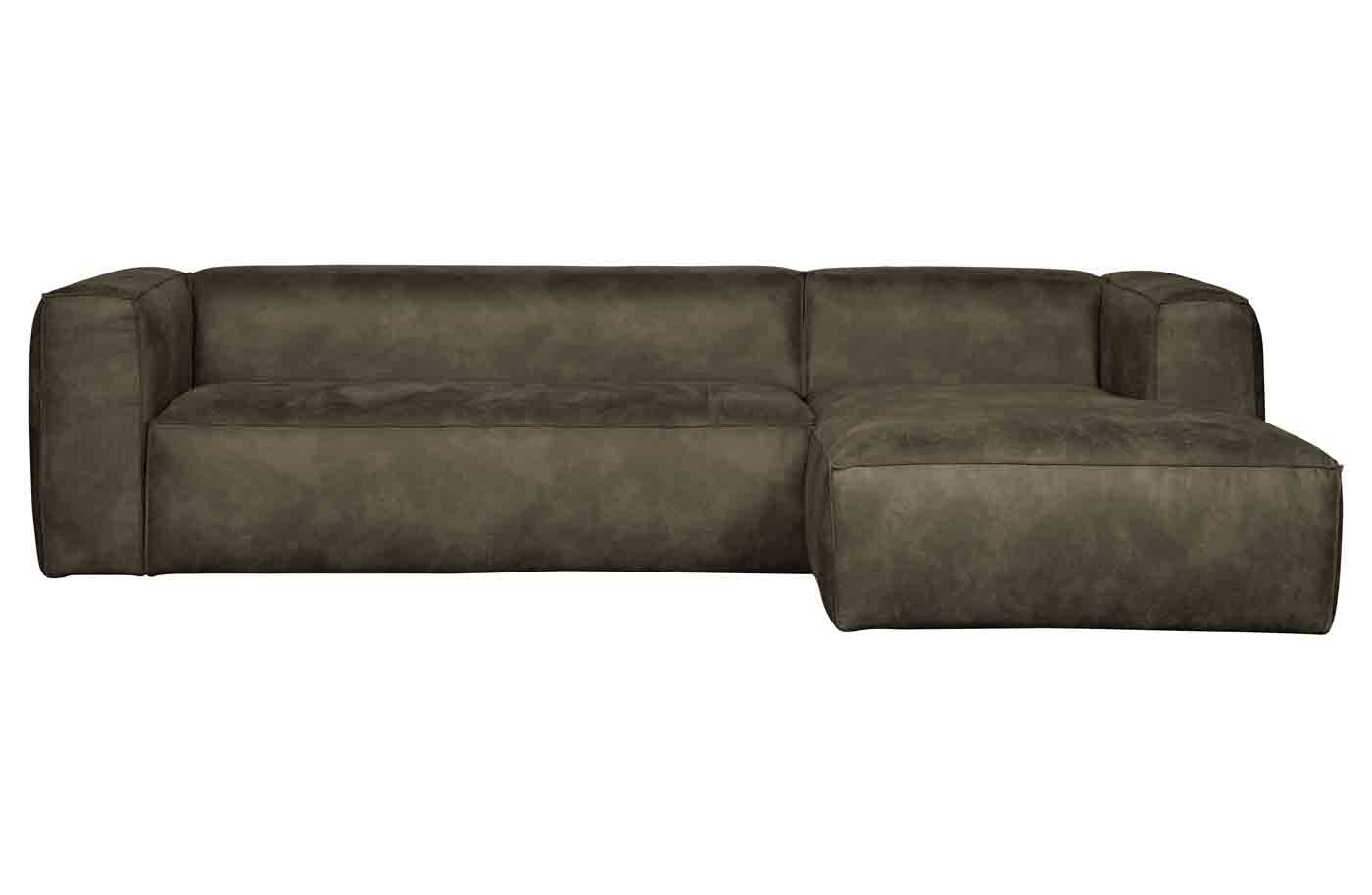 Ecksofa Bean Lederoptik, rechts Army