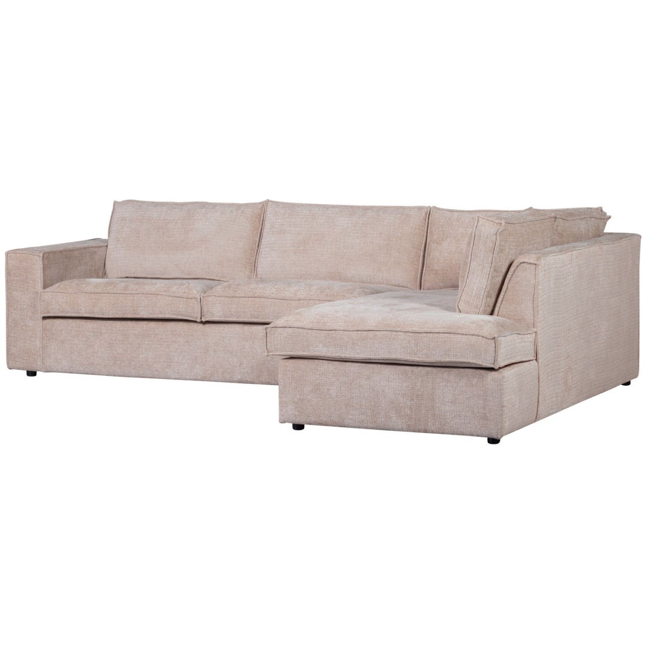 Ecksofa Hajo aus Chenille-Stoff Rechts, Sand