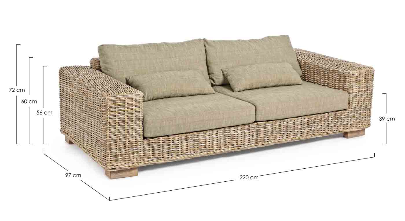 Rattansofa Leandro, 3,5 Sitzer