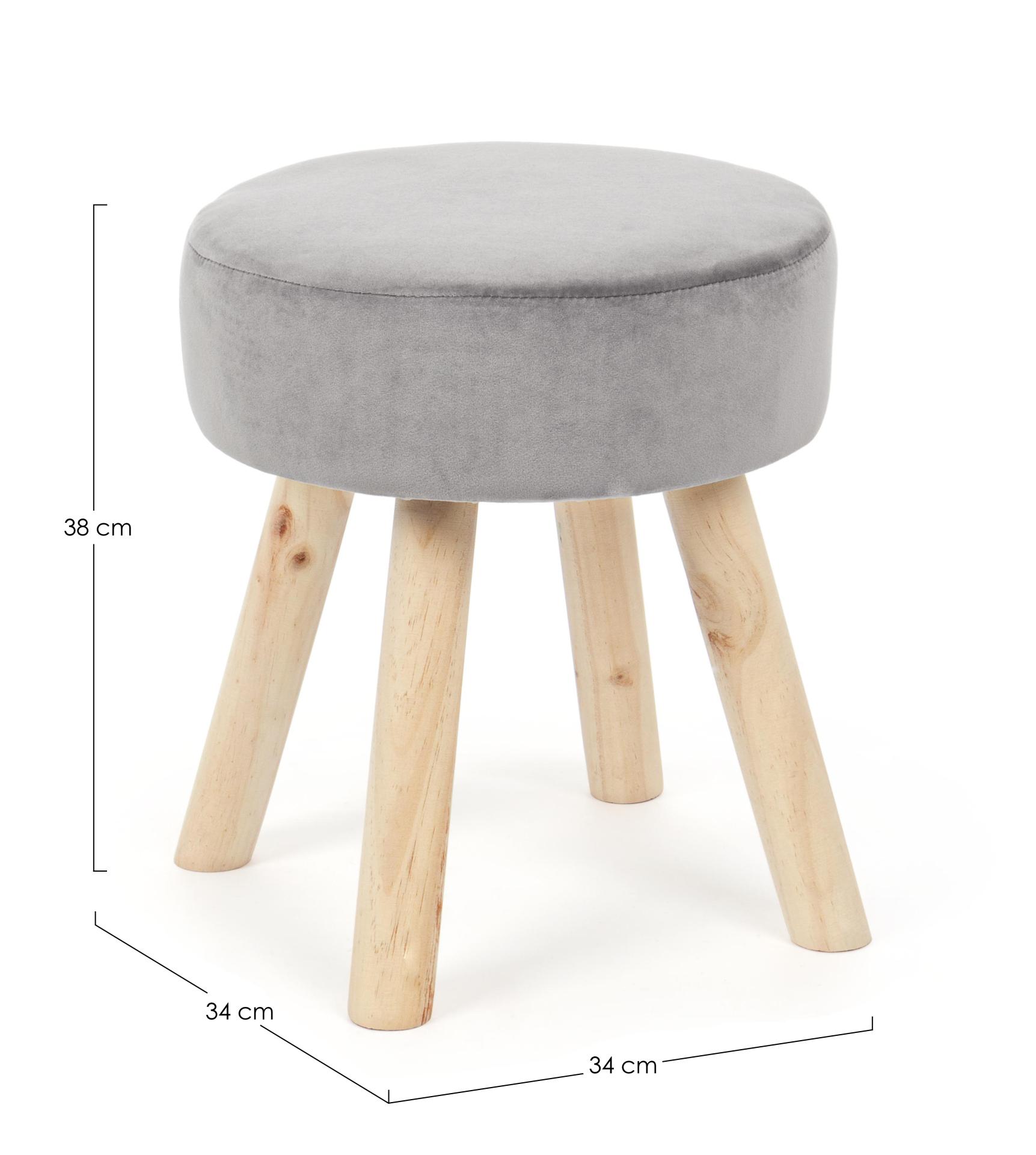 Hocker Adeline in Samt-Optik, Grau