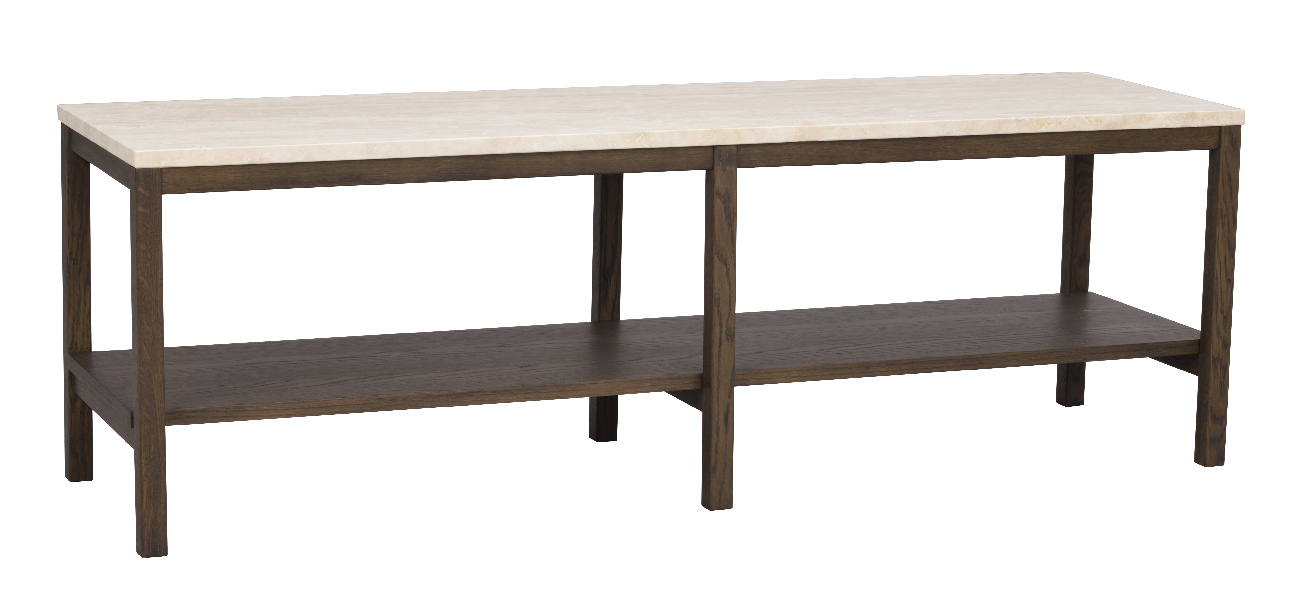 Konsole Orwel 140x40x45cm, Traventin / Eiche Braun