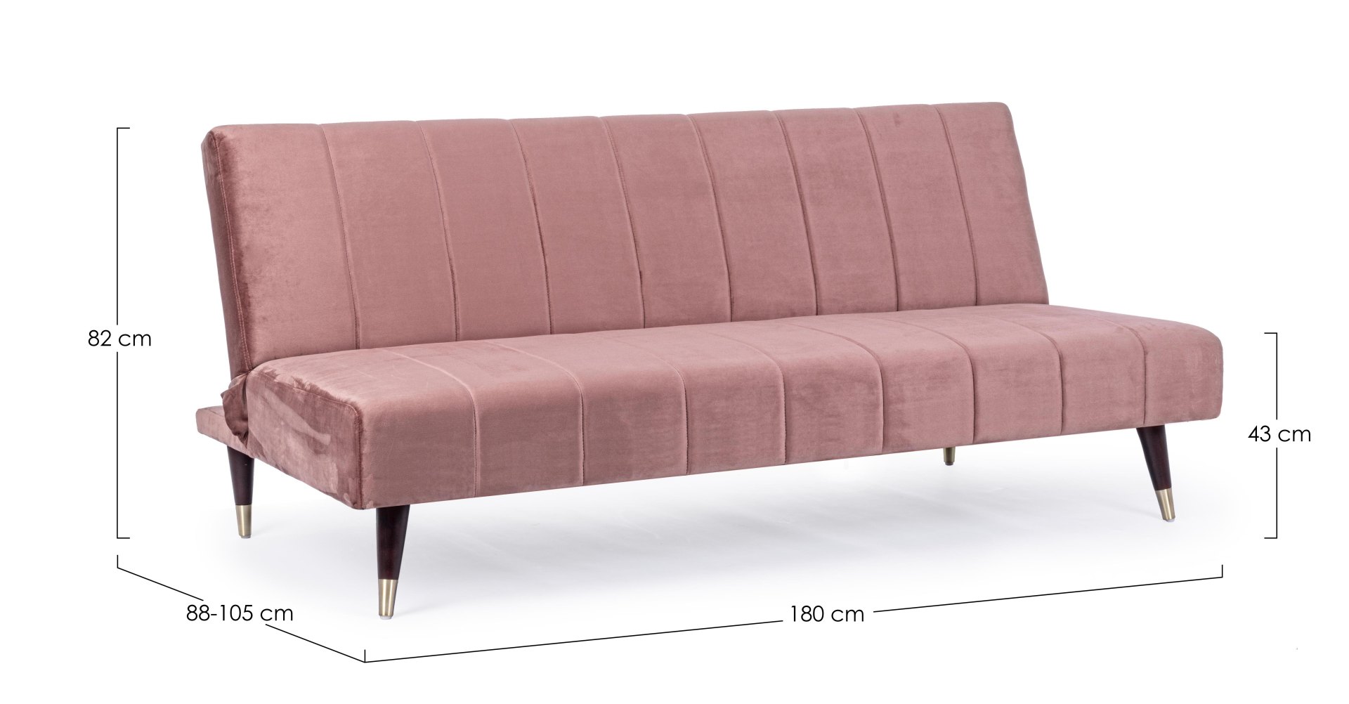 Schlafsofa Alma aus Samt, Rosa