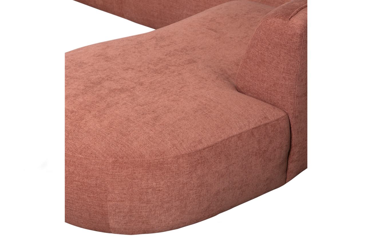 Sofa Polly U-Form aus Webstoff Rechts, Rosa