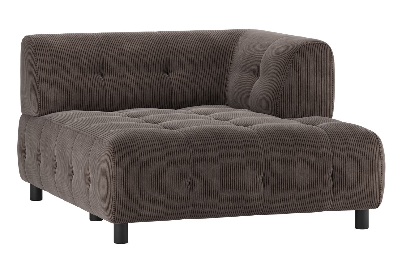 Modulsofa Louis Chaiselongue aus Rippstoff Rechts, Braun