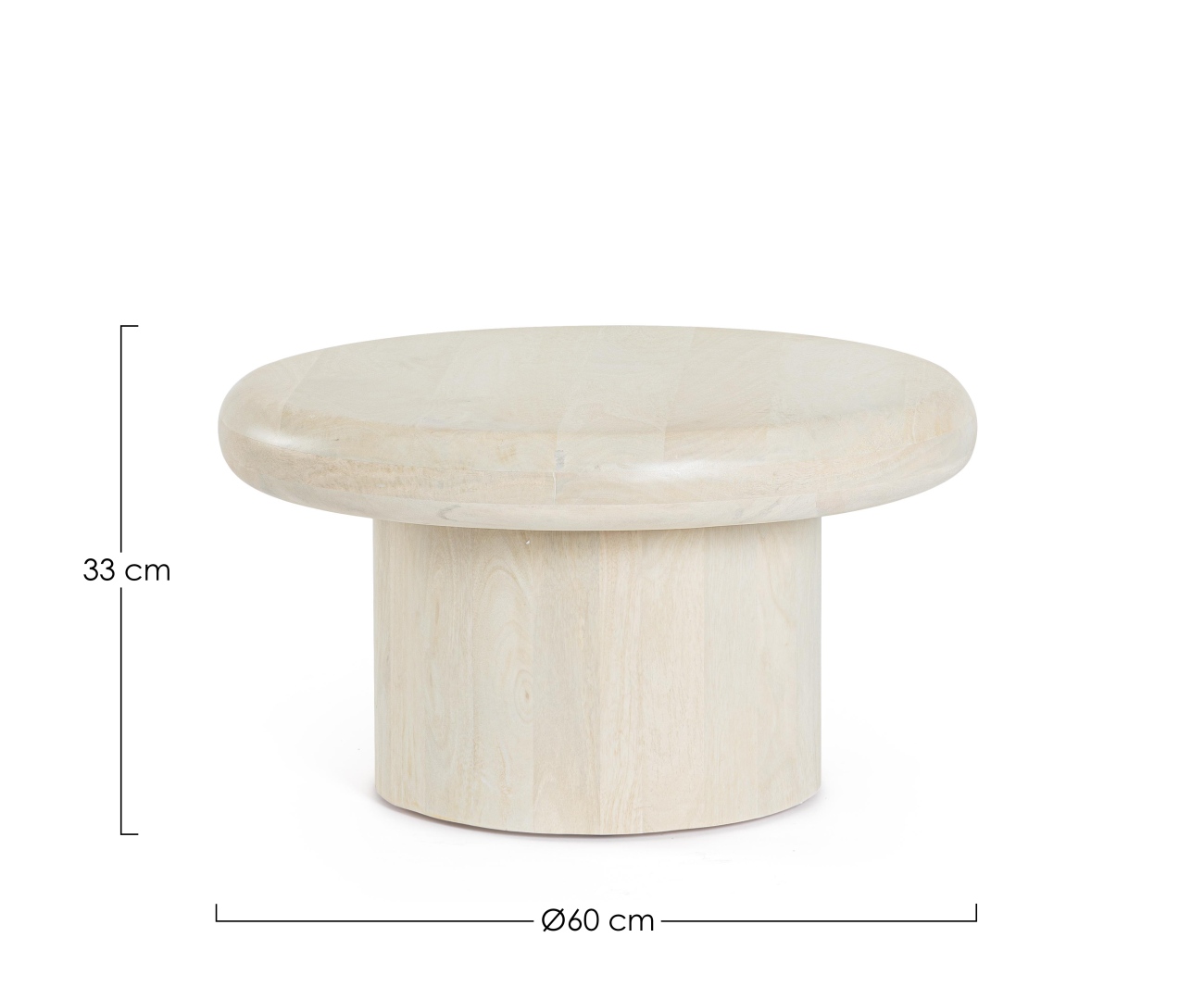 Couchtisch Lopez aus Mangoholz Ø 60 cm, Creme