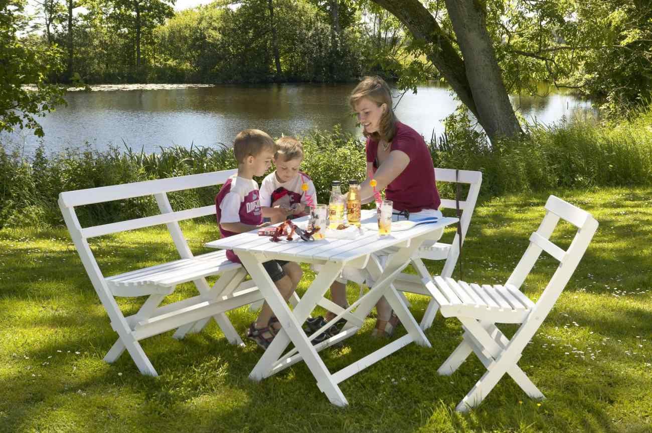 Gartenbank Gammeldags aus Kiefernholz, Weiß