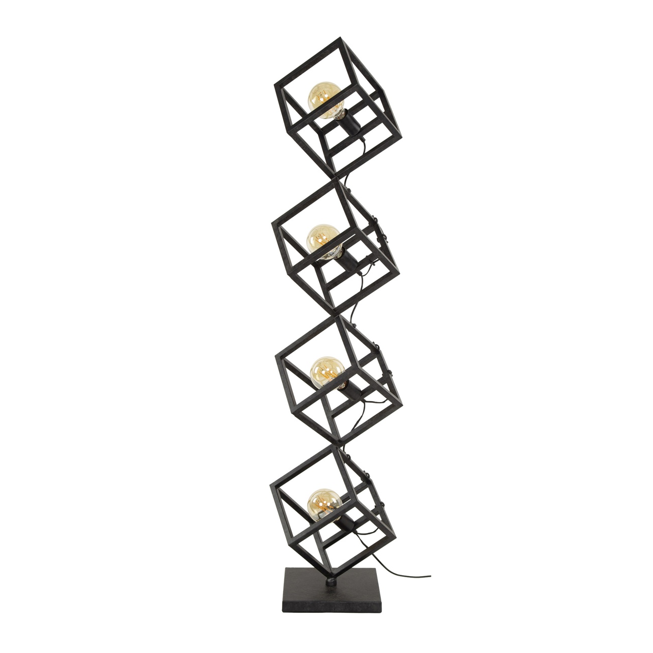 Stehleuchte Cube, 4-flammig - Metall in Anthrazit, 150 cm, inkl. LED