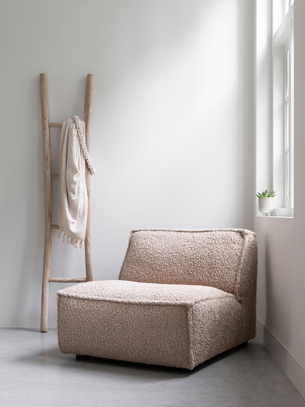 Sessel Cole aus Boucle-Stoff, Sand