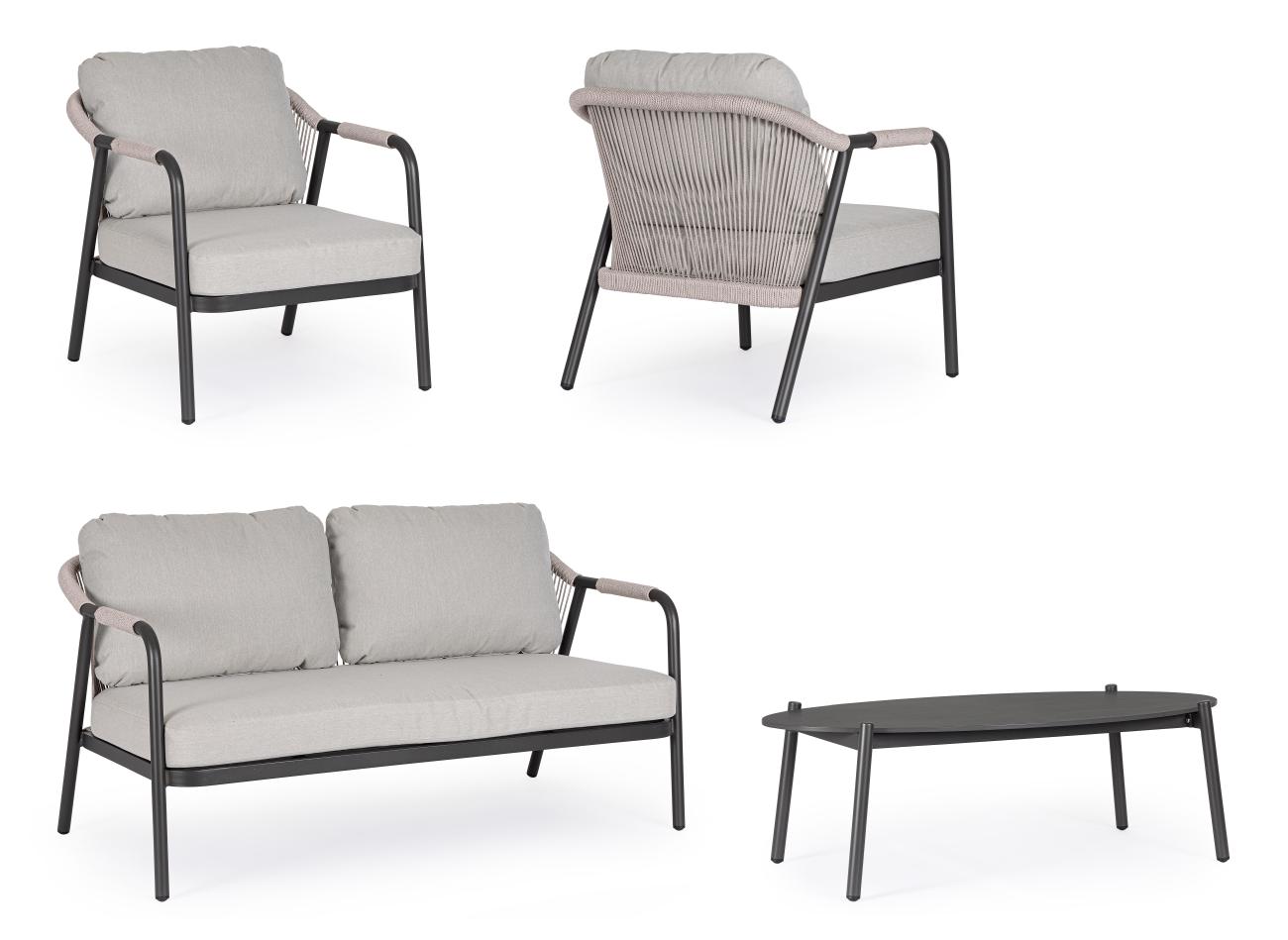 Garten-Set Miravet 4er Gruppe, Anthrazit / Taupe