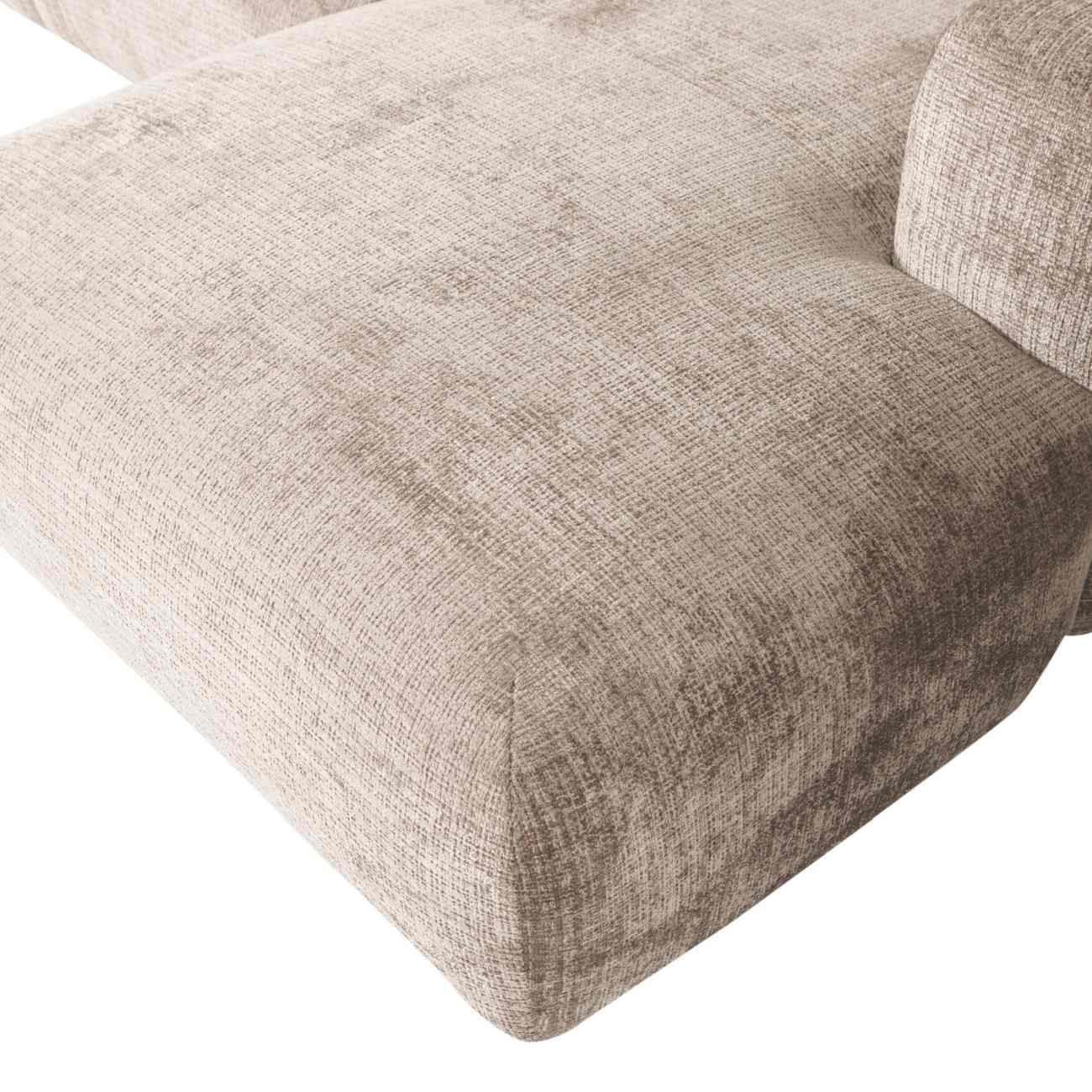 Chaiselongue Cloud aus Chenille-Stoff Rechts, Natur