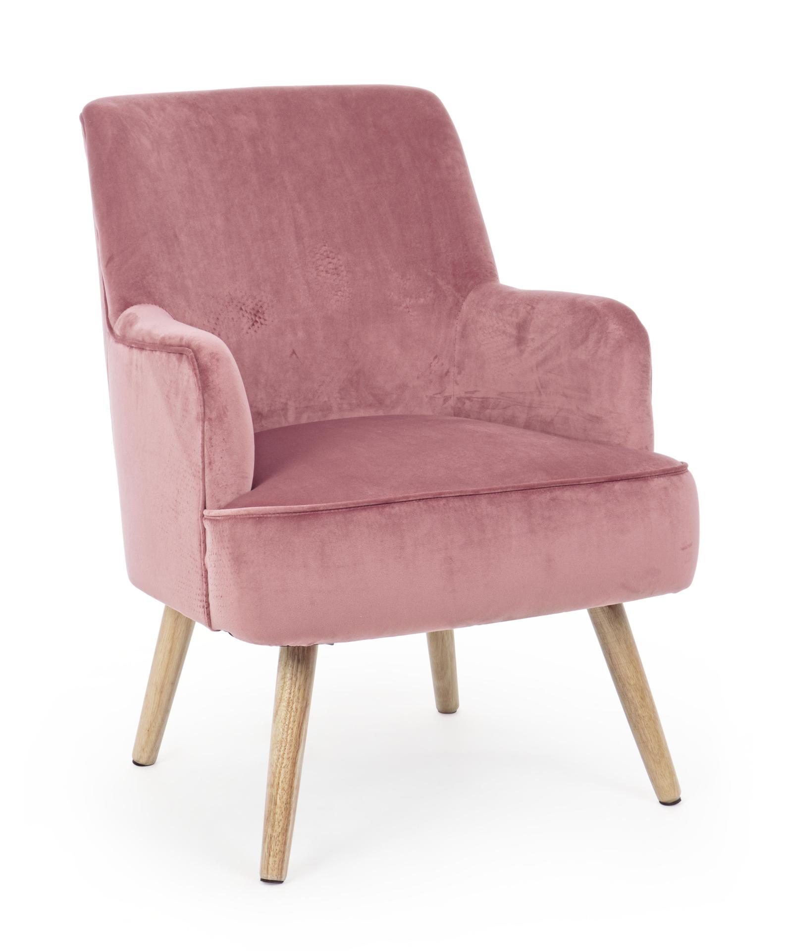 Sessel Adeline in Samt-Optik, Rosa